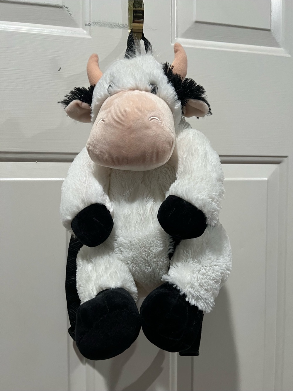 Plush Cow Kids Backpack - White and Black Cute Animal Bag